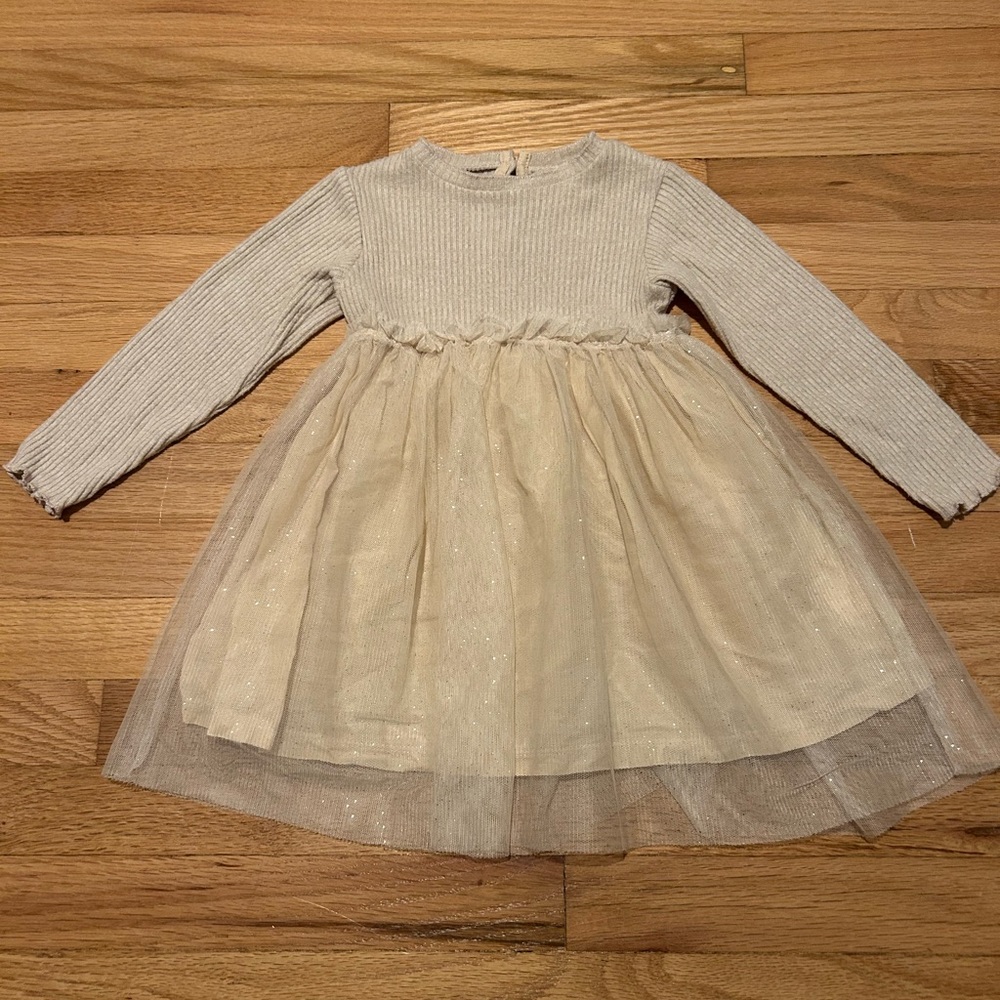 Zara Cream and Beige Kids Casual Dress